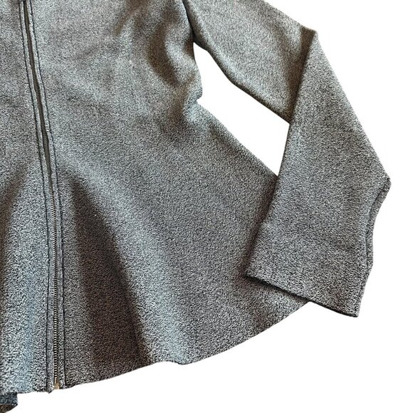 Theory Grey Marled Zip-Down Peplum Sweater Jacket Stretch Size Large Women's - Picture 3 of 10